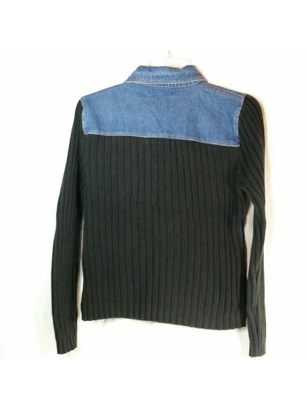 𝅺KIKIT Maurice Sasson Denim Shacket Jacket Size Small Ribbed Sleeve - Picture 2 of 10